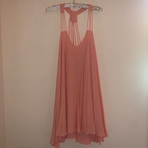 LucyParis Coral Flowy dress with Strappy Detail